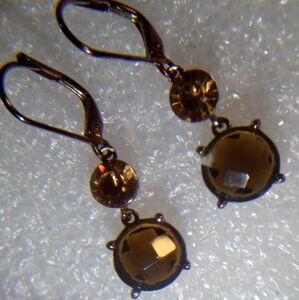 Vintage Givenchy Rose Gold-Tone Smoked Quartz Multi Faceted Crystals.